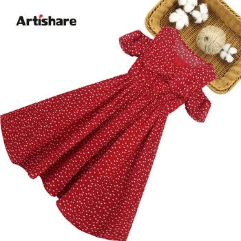 

Kids Beach Dresses For Girls Heart Pattern Summer Dresses For Girls Off Shoulder Kids Dresses V Neck Children's Clothing