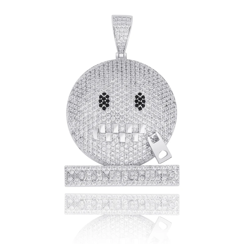 JINAO мода No Snit Chinc expression кулон и ожерелье хип хоп ледяной кубический циркон ювелирные изделия подарок для мужчин и женщин - Окраска металла: Silver