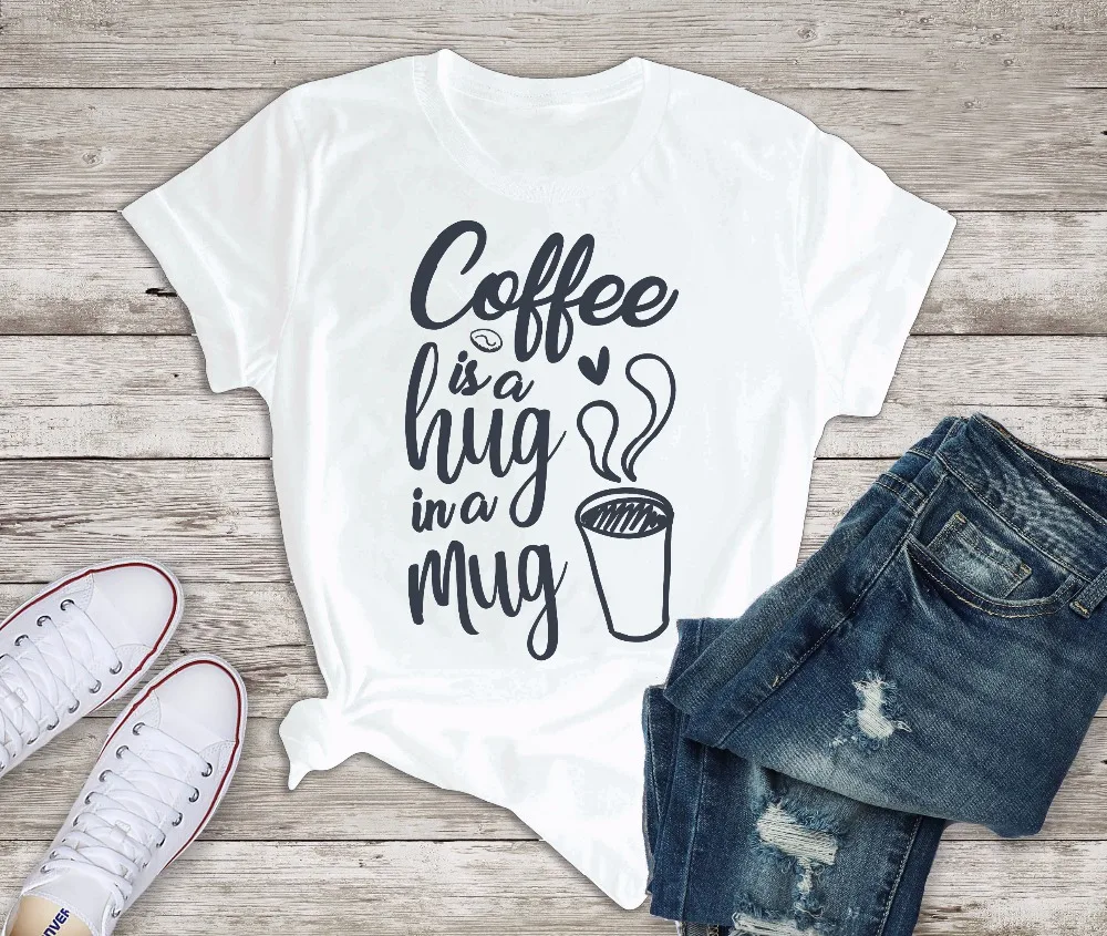 

Coffee Hug In A Mug T Shirt Funny Cute Graphic Women Fashion Pastel Aesthetic 90s Young Style Grunge Tee Goth Tops