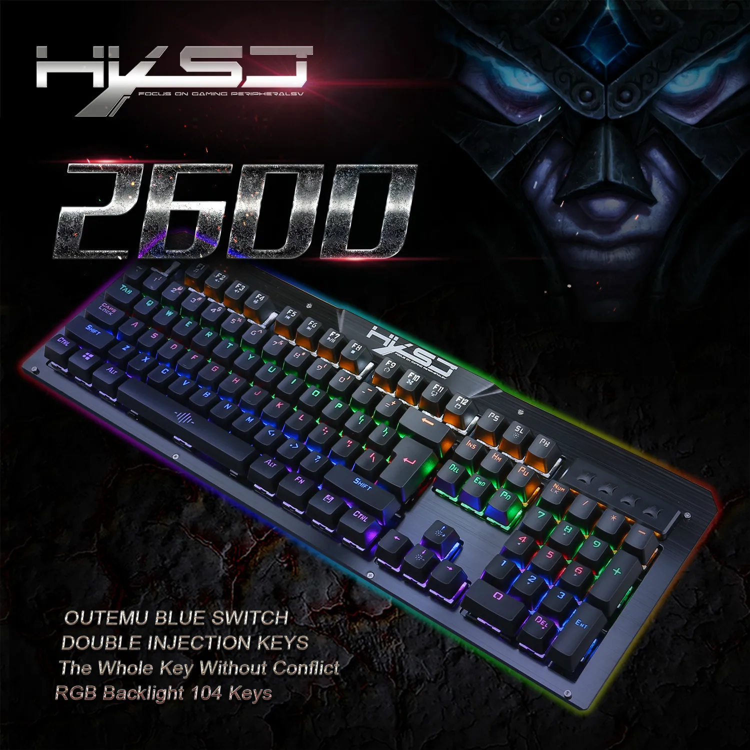 

Hxsj Mechanical Keyboard High Keyclick 104 Key Full Key No Conflict Double Color Mold Plastics Key Amazon Hot Selling