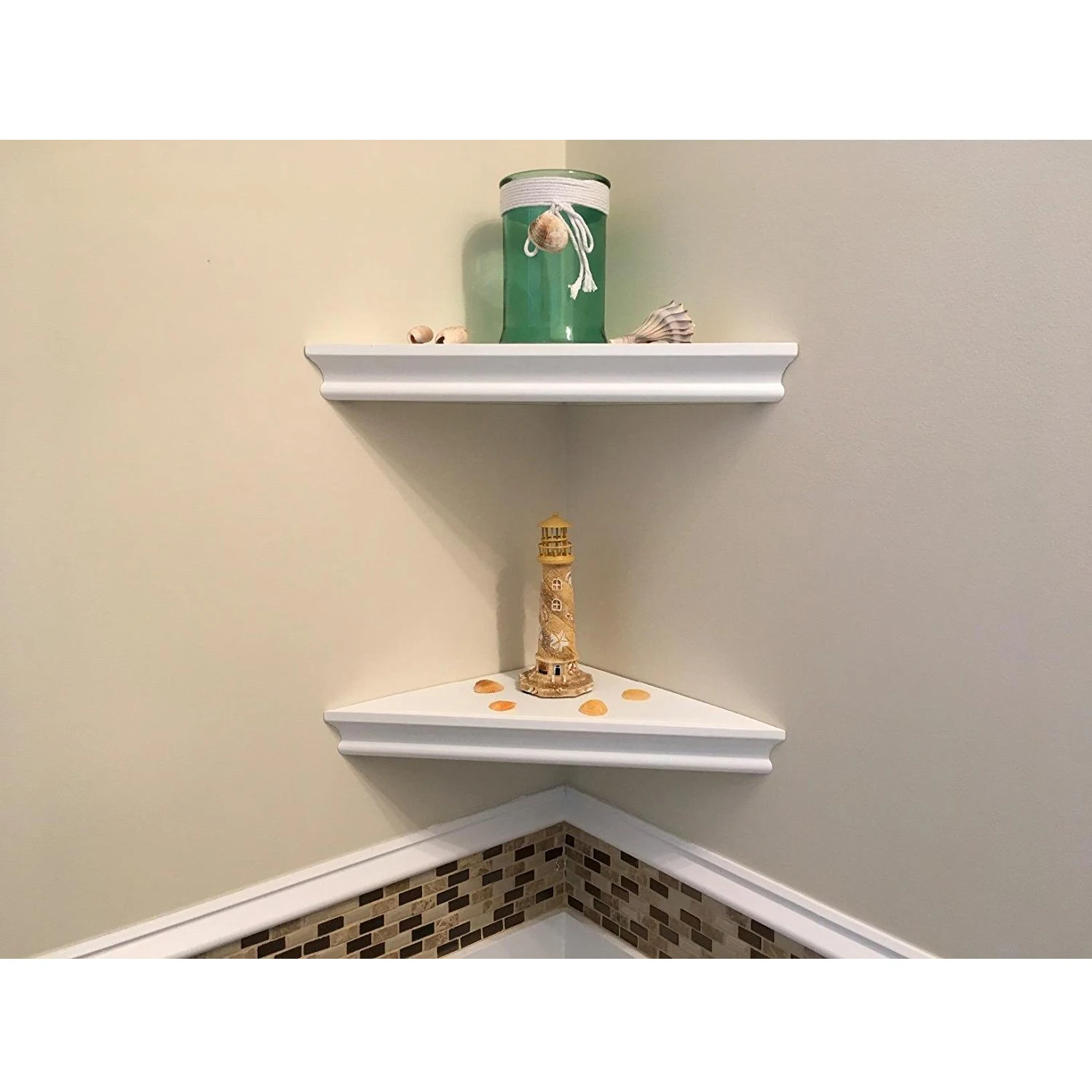 

Set of 2 Floating Corner Wall Shelf Home Decor Furniture Shelves Storage Modern White LB88