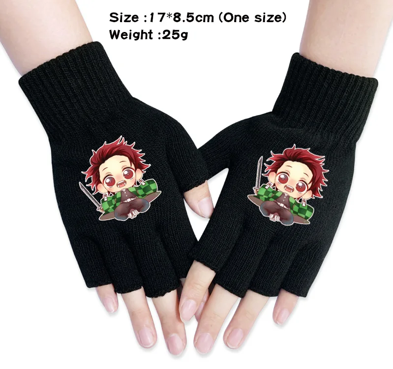 Демон убийца Kimetsu без Yaiba Tanjirou Nezuko Zenitsu Iosuke волшебная палочка Вязание перчатки х/б перчатки без пальцев Варежки Косплэй зима