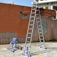 JJS511 – échelles en Aluminium épaissies, portables, à chevrons, pliables, pour la maison, 13 + 13 marches (3.85M + 3.85M)