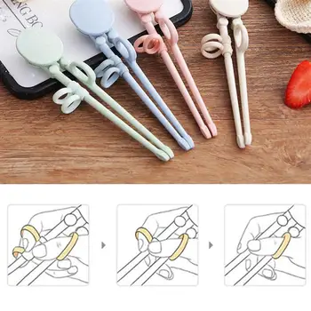 

2 Pairs Wheat Straw Training Chopsticks Cute Learning Chopstick Kids Training Eatting Assistence Tool Baby Feeding Accessories
