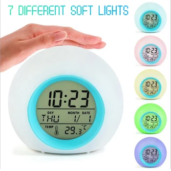 Reloj Despertador Digital con luz LED para niños, cambios de color Digital con luz de 7 Reloj Despertador, Despertador de escritorio