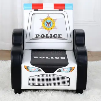 

Children's Sofa Seat Boy Cartoon Police Car Single Seat Cortical Small Sofa Mini Lovable Lazy Sofa Bench