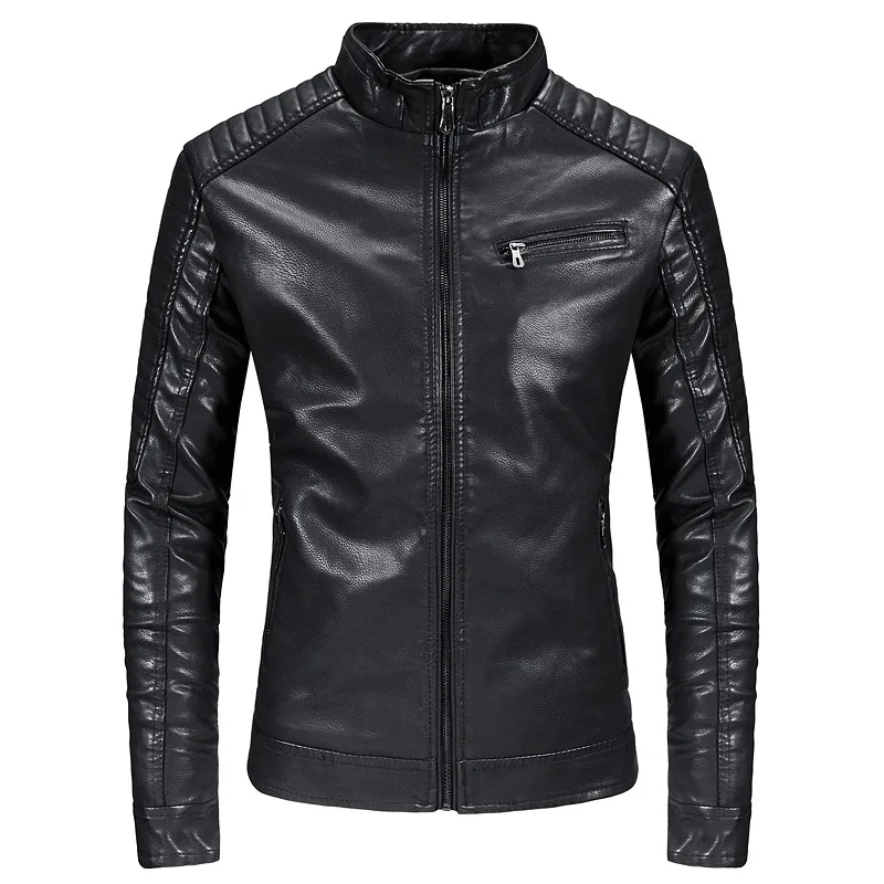 

Spring And Autumn MEN'S Leather Coat Autumn And Winter New Style Handsome Biker Coat PU Leather Biker Leather Jacket