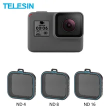 Telesin 3 pacote nd kit protetor de lente conjunto (nd4 8 16) filtro de densidade neutra para gopro hero 5 herói 6 7 preto accessoreis