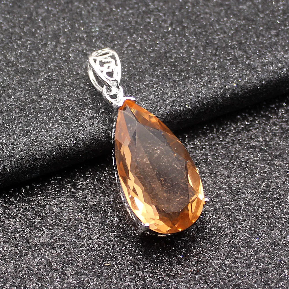 Hermosa КАПЛЕВИДНАЯ цепочка с натуральным HoneyTopaz серебряного цвета для женщин