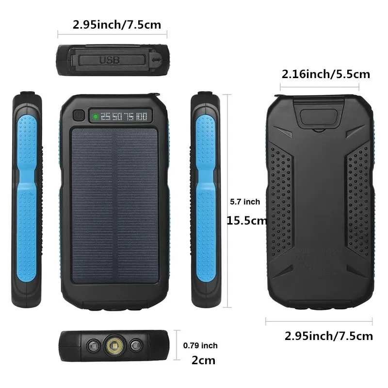 80000mAh Hot Solar Power Bank Waterproof External Battery Portable Outdoor Travel Mobile Phone Charger for Xiaomi Samsung iPhone