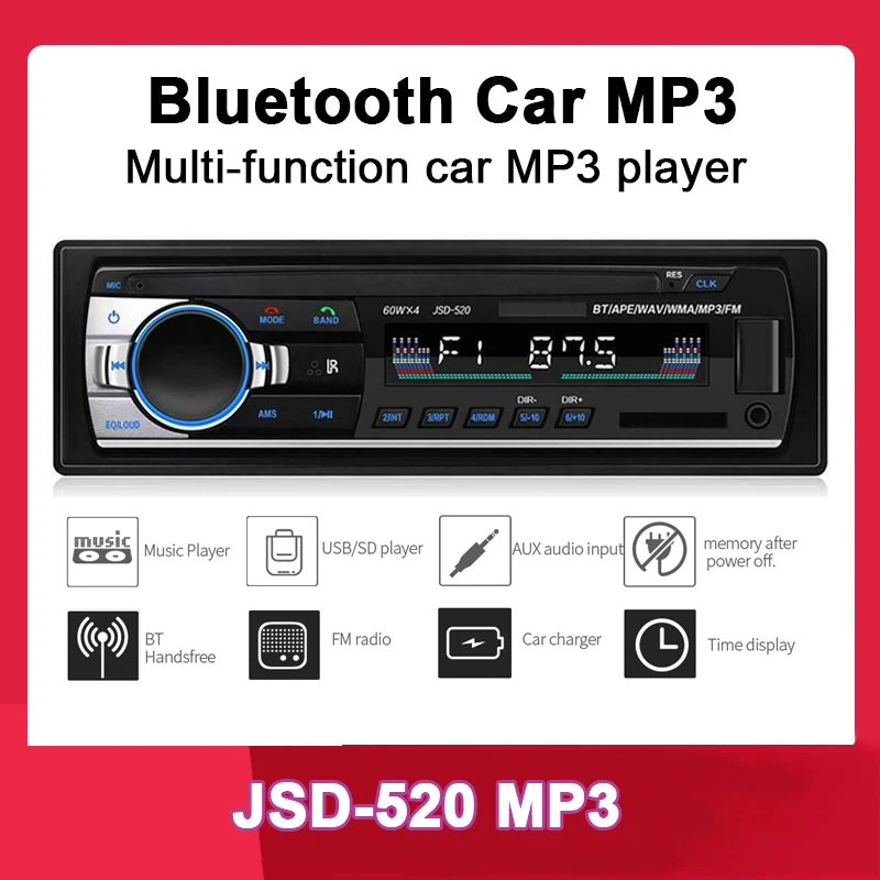 Автомагнитола 1 DIN автомобильная аудиосистема FM Bluetooth mp3-плеер сотовый телефон