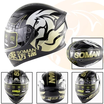 

Soman SM960 casco capacete moto Full Face Motorbike Helmets Double Lens Highway Riding Ventilate Motorcycle Helmet