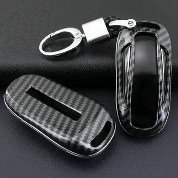 

Black Carbon Fiber Key Fob Protective Cover Holder For Tesla Model X 2016-2019