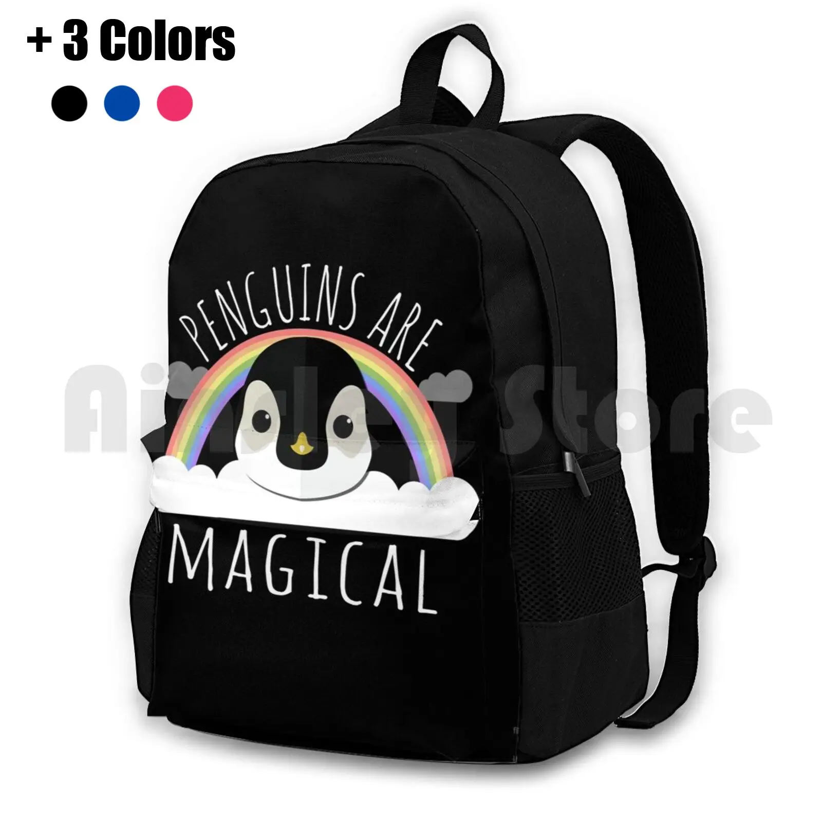 

Penguins Are Magical Outdoor Hiking Backpack Waterproof Camping Travel Unicorn Cool Penguins Rainbow Happy Penguins Are Magical