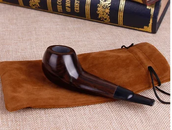 

Short Type Handmade Tobacco Pipe Ebony Wooden Durable Smoking Pipe With Smoking Accessories Portable Wooden Pipe
