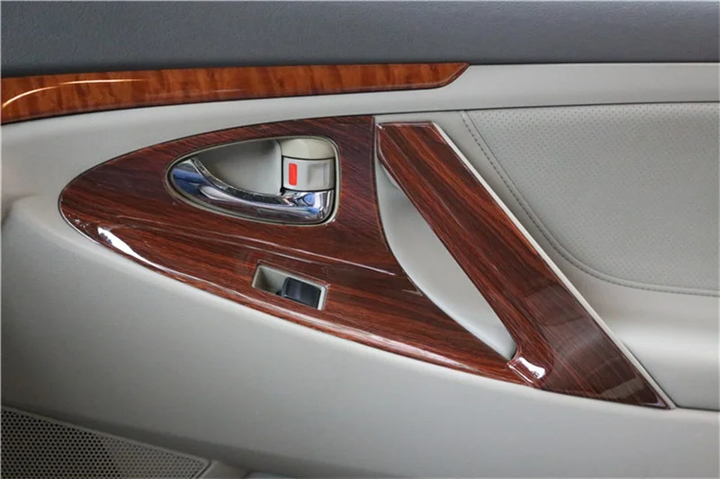 Для Toyota Camry 2006 2007 2008 2009 2010 2011 4 шт. ABS подлокотник на внутреннюю сторону двери ручки крышки отделкой из красного дерева Цвет декоративный светильник
