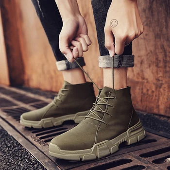 

New Arrivals Ankle Boots High Top Quality Leather Western Men Upgrade Motorcycle Non-slipboots Wear Comfort Winter Shoes Size 46