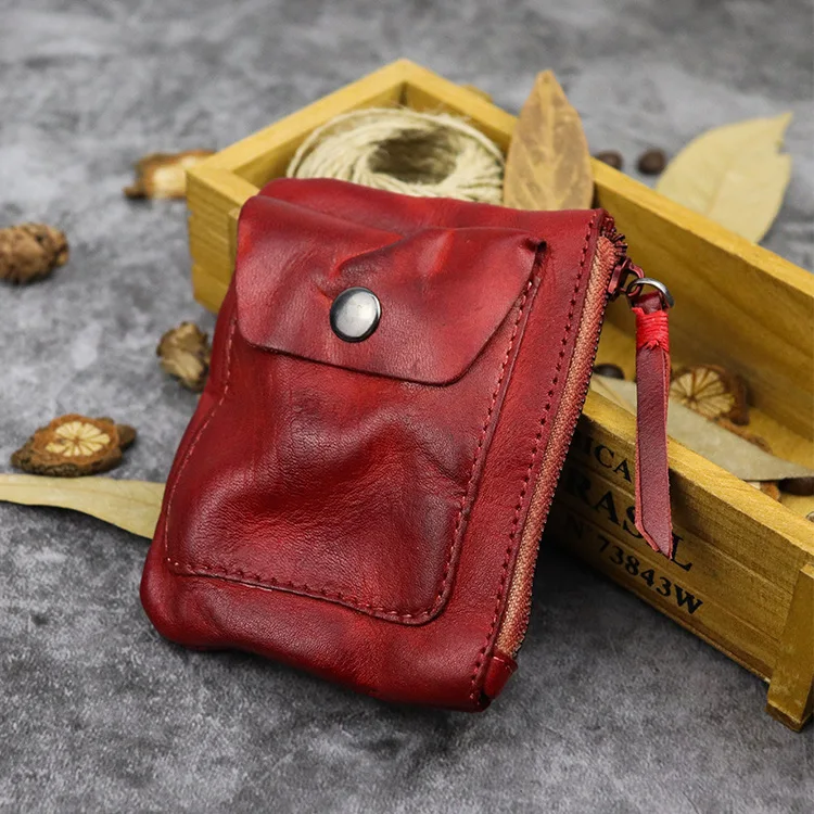 Couro genuíno bolsa de Moedas de Mini