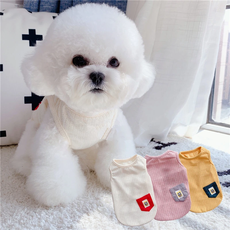 2020 Spring Summer Dog Clothes with Pocket Cool Vest Small Three Colors Cat T Shirt Pet Clothing Supplies | Дом и сад