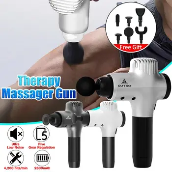 

Electronic Therapy Body Massage Guns 5 Vibration LED Massage Guns Body Muscles Relaxing Relief Pains Massager With 6 Heads