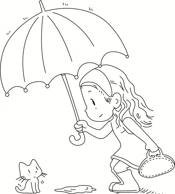 Girl With Umbrella Stencil