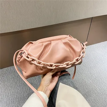 

Summer Women Bag 2020 New Fashion Korean Solid Color Chain Single Shoulder Crossbody Bag Pleated Phone Pocket A848