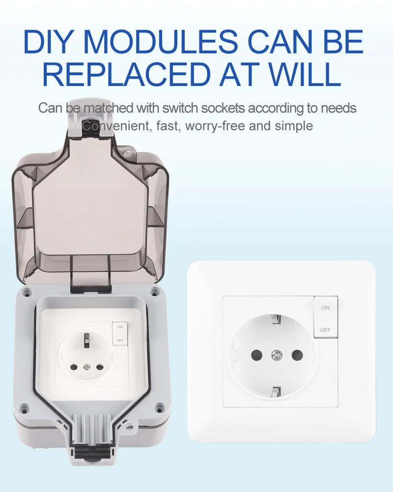 IP66 EU Standard Deutschland Wasserdichte Outdoor Steckdose Mit Schalter Steckdose Für Home GardenOutlet Geerdet 16A 250V – Detail 10