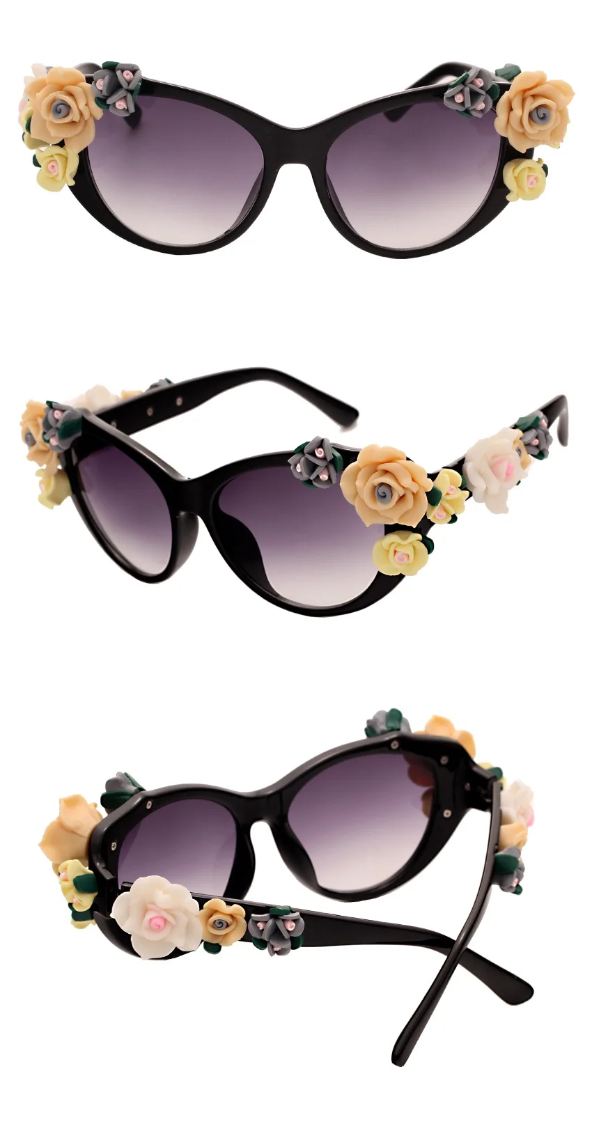 Индивидуальный тренд новые женские Ретро Цветы Модные солнцезащитные очки стерео очки с розами пляжные солнцезащитные очки для отдыха