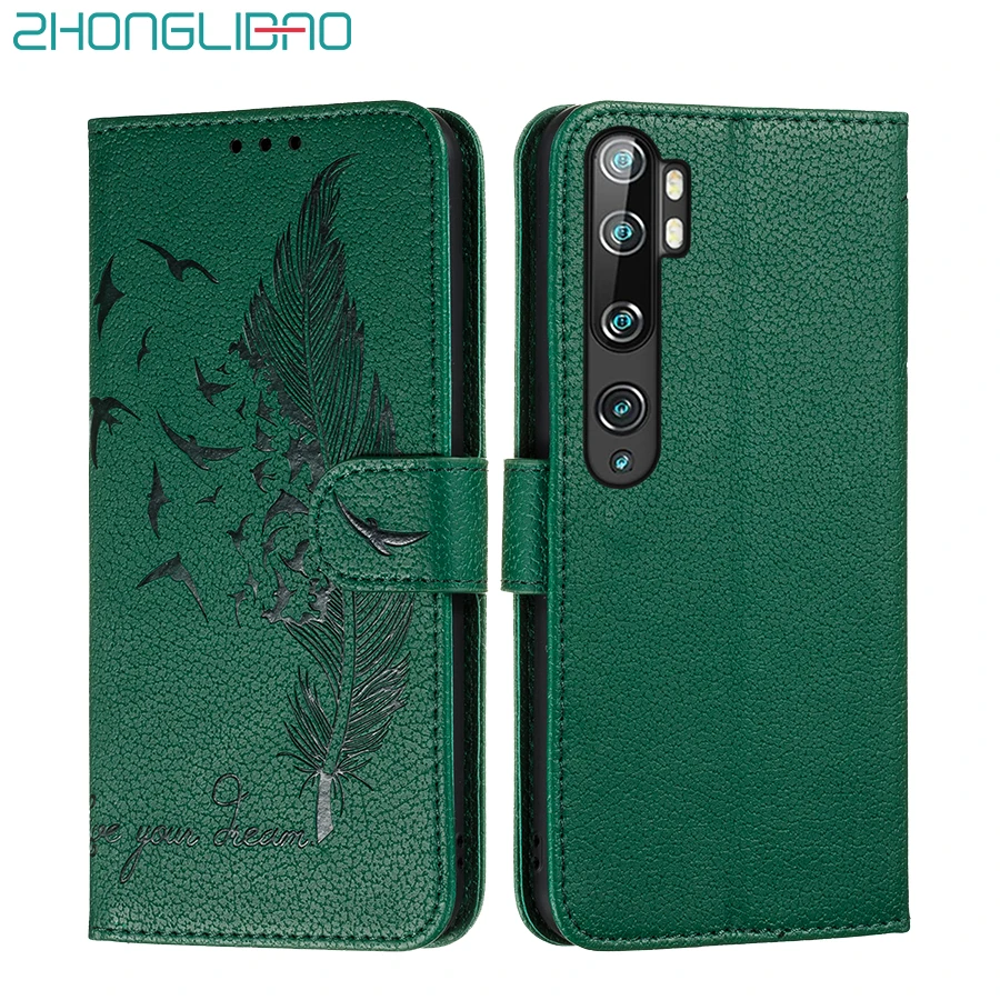 Роскошный кожаный флип-чехол с принтом перьев для Xiaomi 9 SE CC9 Pro E Redmi Note10 8 7 8T 7A 8A