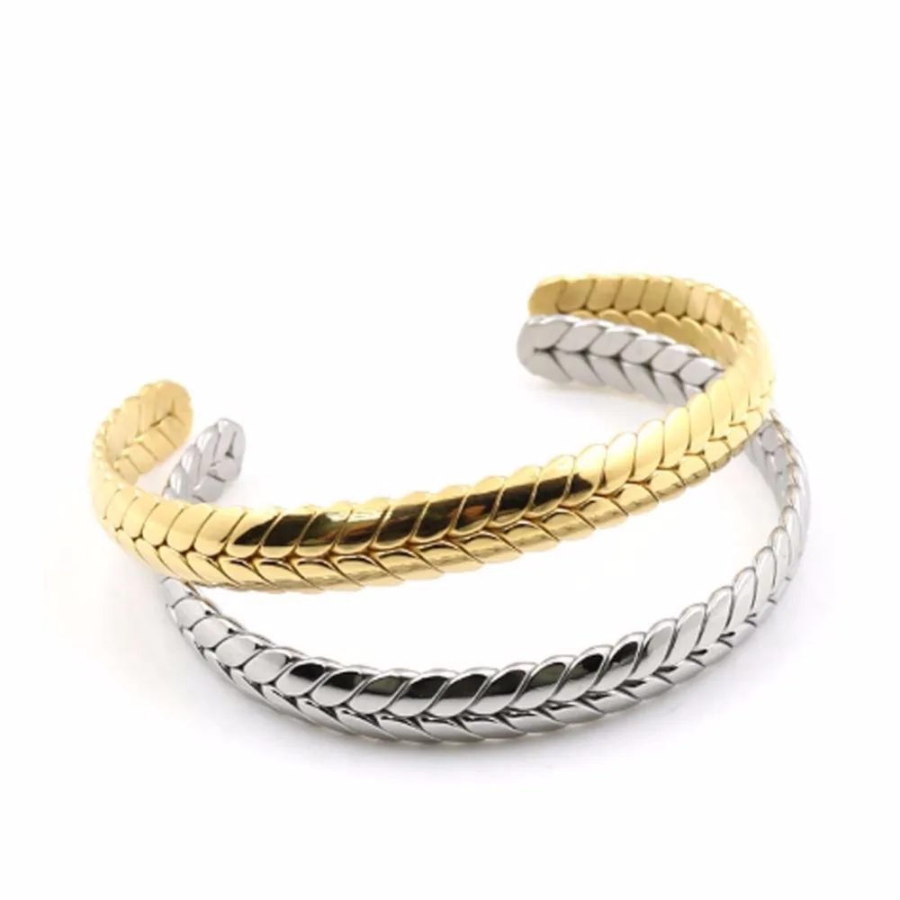Браслет-манжета из нержавеющей стали для мужчин и женщин, новинка, нержавеющая сталь, пшеница, зерно, золотой цвет, браслеты для женщин, s, трендовые браслеты