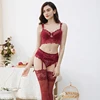 Varsbaby Thin Cotton Lace Sexy Comfortable Breathable Bra Set 4 Piece Bra+Panties+Garter+Stockings ► Photo 2/6