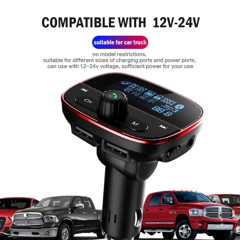 1,8 дюймовый экран Bluetooth fm-передатчик Автомобильный mp3 плеер AUX Play Защита от напряжения передатчик двойной usb порт автомобильное зарядное устройство Handsfree