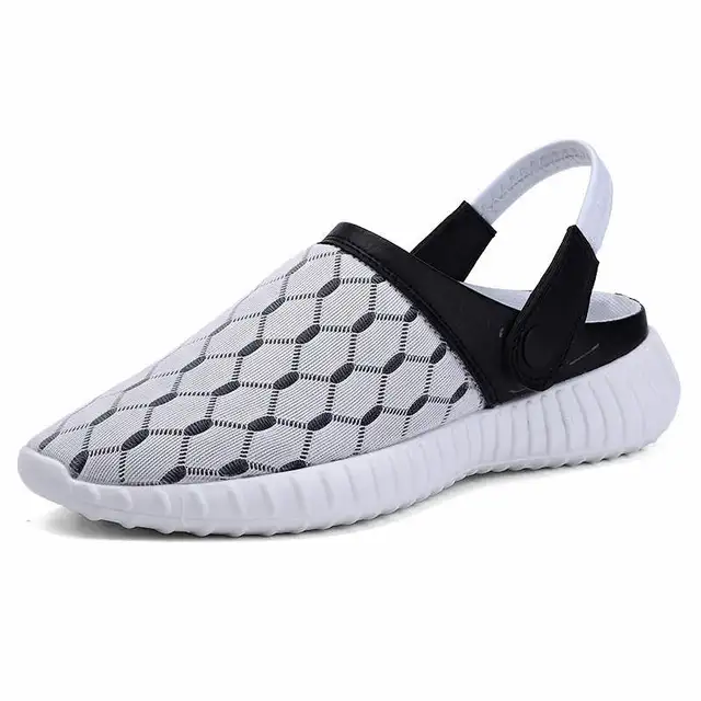 Comfort Men Shoes Casual Big Size Men's Home Slippers Fashion Mesh Soft Summer Sandals Crock Fishing Quick-drying Man Slipper B1 Gray 6279