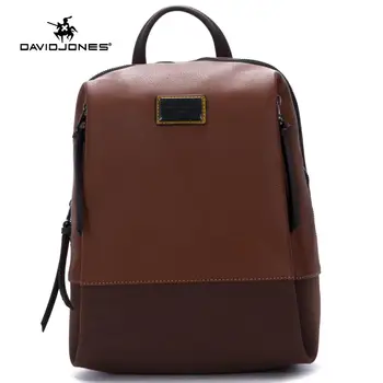 

DAVID JONES women backpack pu leather female shoulder bag large spring patchwork lady school bag girl softpack drop shipping