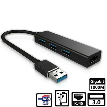 

Durable USB 3.0 Gigabit Ethernet LAN RJ45 Network Adapter 3 Ports Hubs for Windows/Mac Computer Accessories Card Readers