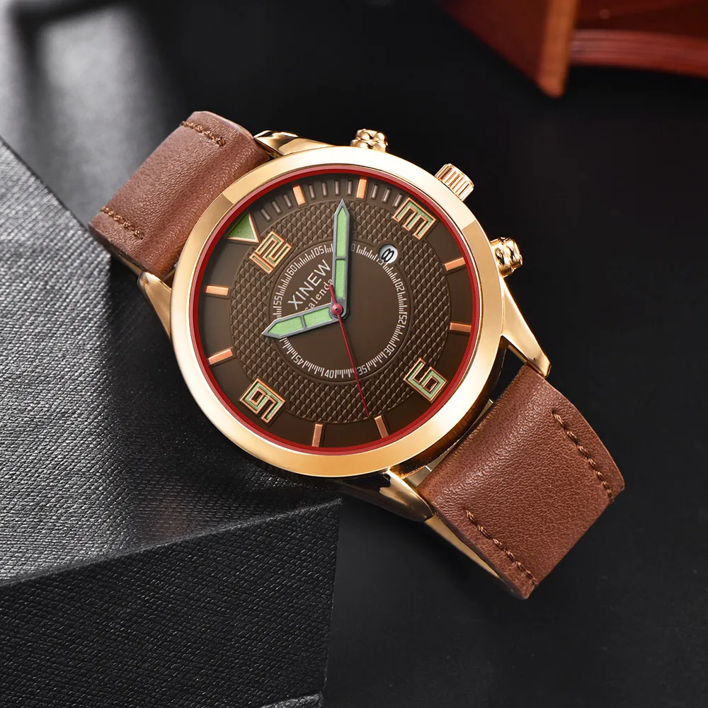 

Men's Watches Stylish Military Leather Waterproof Date Quartz Analog Army Quartz Wrist erkek kol saatleri montre homme 2019