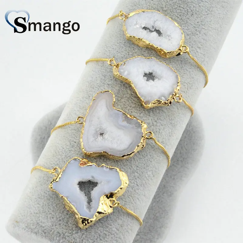 

Wholesale Copper Natural Stone Charm Bracelet In Gold Colors Top Quality Plating of 5 Pcs,B0032