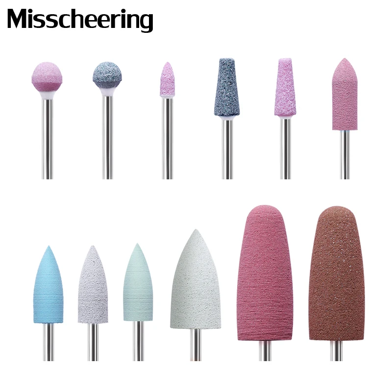 Brocas de goma y silicona para pulir uñas, 20 tipos, pulidora rotativa de cuarzo, accesorios para manicura