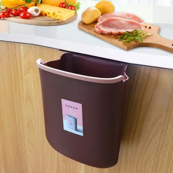 

2.1 Gallon Small Hanging Kitchen Trash Can Collapsible Garbage Bin For Cabinet/Car/Bedroom/Bathroom Plastic