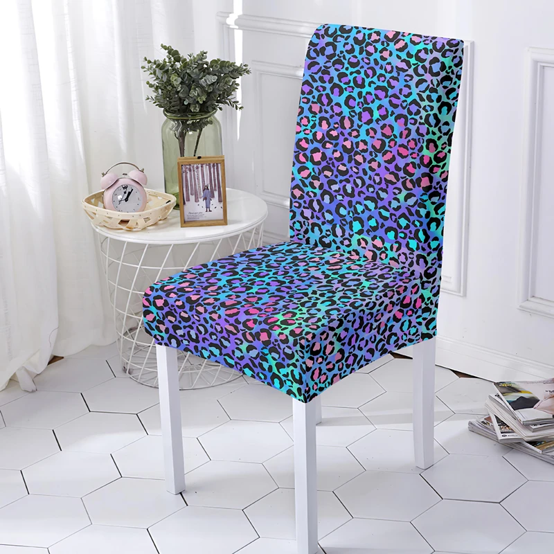 Washable Stretch Chair Cover Psychedelic Leopard Design Elastic Universal Sizes Seat Covers For Dining Room Kitchen Hotel Decor 4