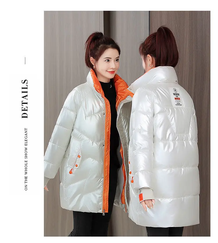 Winter Jacket Women 2021 New Glossy Down Cotton Coat Winter Warm Down Jacket Parkas Thick Warm Cotton-Padded Coat Outwear Female Winter Jacket Women 2021 New Glossy Down Cotton Coat Winter Warm Down Jacket Parkas Thick Warm Cotton-Padded Coat Outwear Female