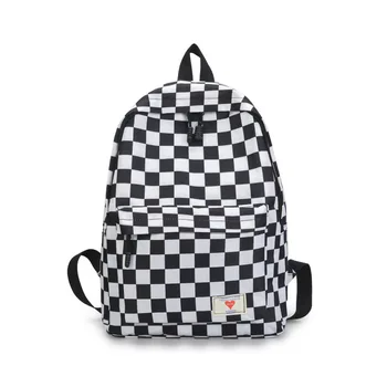 

New schoolbag for boys and girls multifunctional backpack large capacity Backpack Black and white check Backpack