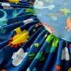 1 Piece of Blue cartoon small dinosaur Pattern Frosted Bedsheet, Bedroom Printed Bedspread, Bedding (Excluding Pillowcases) 3