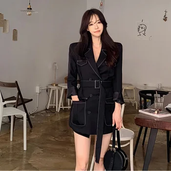 

New Autumn women waist slimming blazer Female long blazer coat 2020 Fashion Drop Shipping