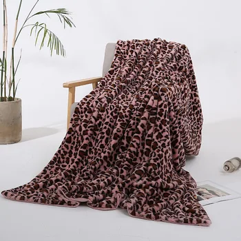 

Elegant Leopard Design Fuzzy Blanket Sheets Super Soft Rabbit Sofa 130*160cm/160*200cm Short Plush Cover Bedding Crystal Fur