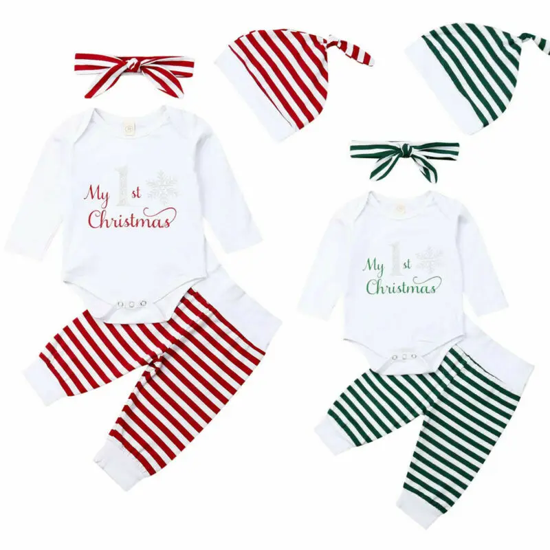 С надписью My First Christmas для младенцев малышей боди мальчиков и девочек топы штаны