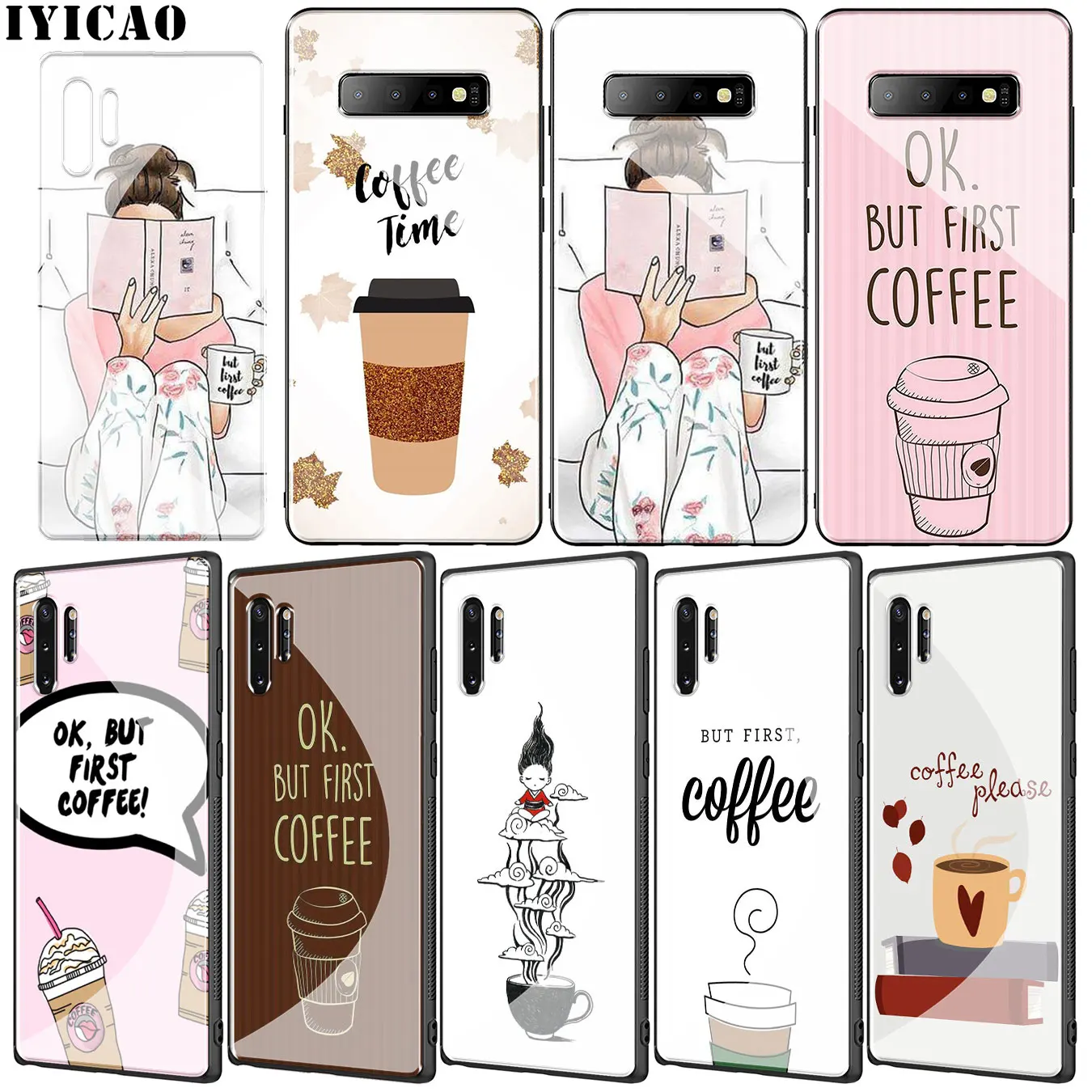 ОК но сначала кофе книжная девочка закаленное Стекло чехол для samsung Galaxy S10 S9 S8 Note 8 9