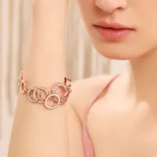 Viennois Марка Новая Мода Ювелирные Изделия Роуз Позолоченные Кругов Браслет& Браслеты Стразами Круглые Браслеты Для Женщин Femme Подарков