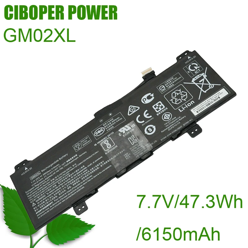 

CP Genuine Battery GM02XL 7.7V/47.3WHFor Chromebook 14 G5 X360 11 G6 EE TPN-Q185 Q203 Q204 HSTNN-DB7X UB7M 917725-855 917679-2C1