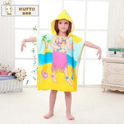 Yellow Dress Grils Детское банное полотенце-пончо с капюшоном, детский банный халат, полотенца банные халаты, быстросохнущее Впитывающее микроволокно, пляжное полотенце для путешествий - Цвет: Yellow Dress Grils